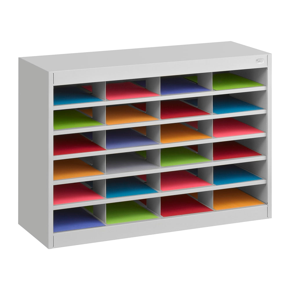 Safco E-Z Stor Steel Literature Organizer, 24 Compartments, 25-3/4inH, Gray