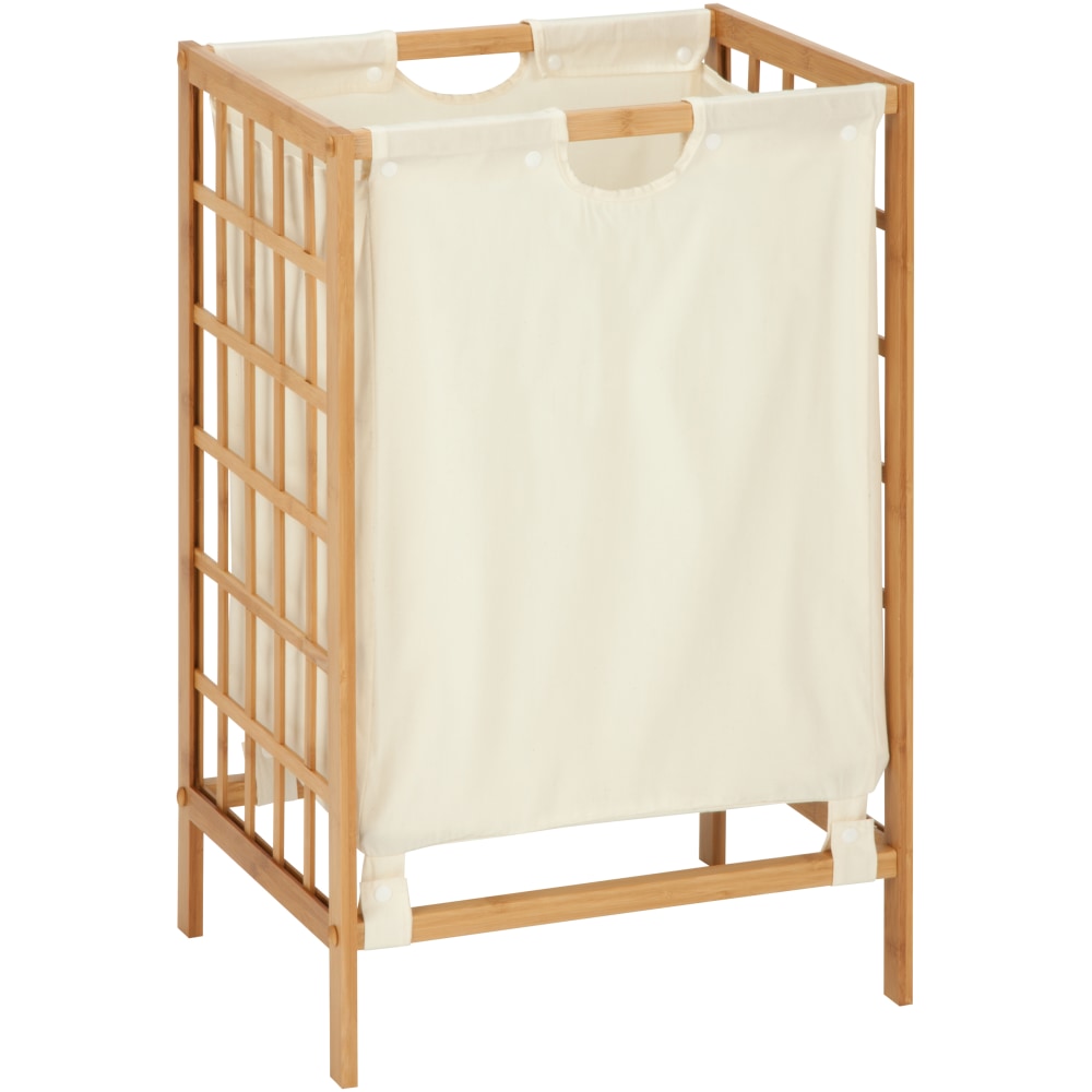 Honey Can Do Bamboo Grid Frame Hamper, Natural/Off-White