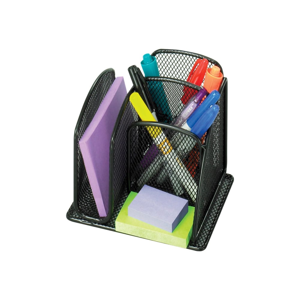 Safco Onyx - Desk organizer - 5.98 in x 5.24 in - powder-coated steel mesh - black