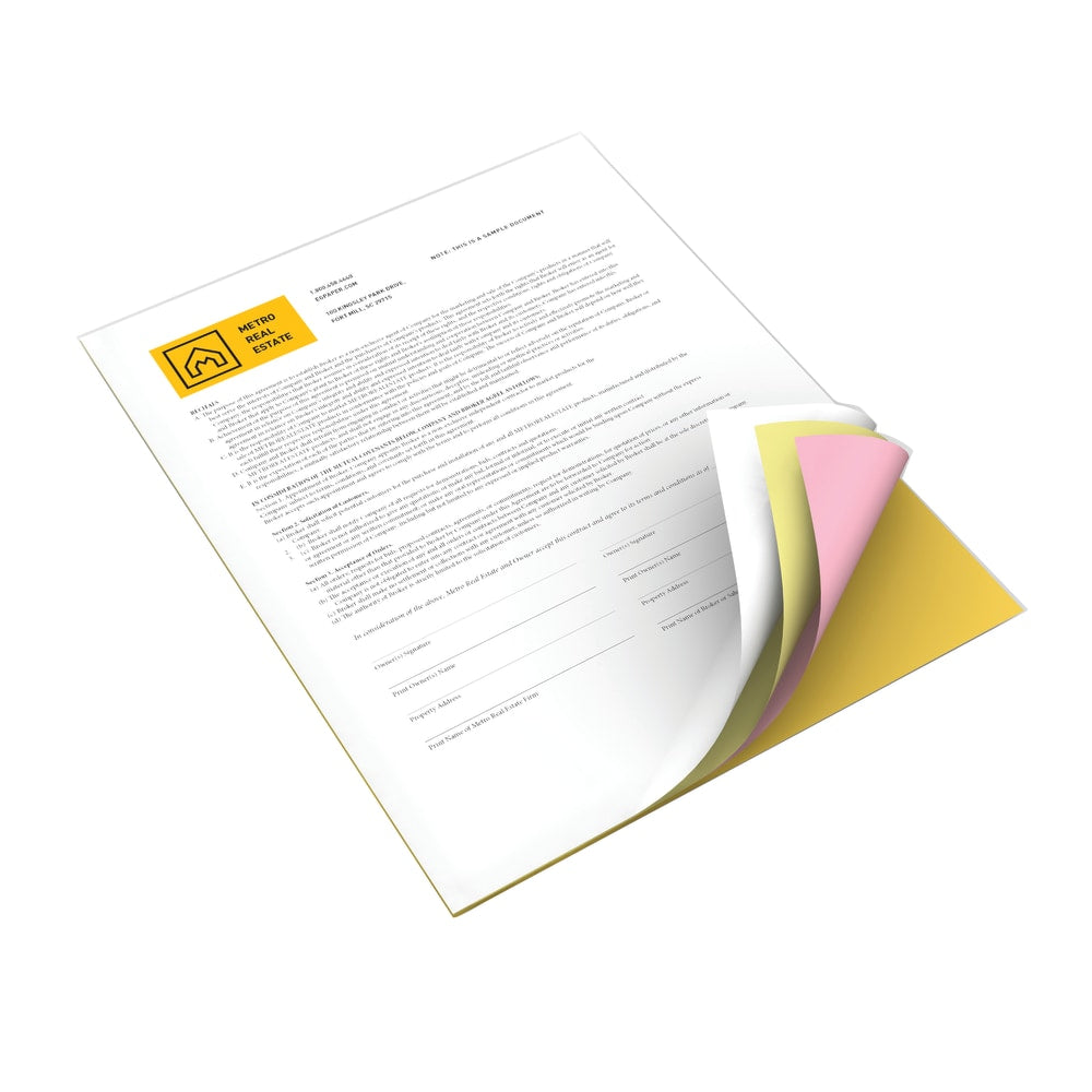 Xerox Revolution Premium Digital Carbonless Laser Paper, 4-Part Straight, White/Canary/Pink/Goldenrod, Letter Size (8 1/2in x 11in), 1250 Sets Total, 125 Sets Per Ream, Case Of 10 Reams, 20 Lb, 92 Brightness