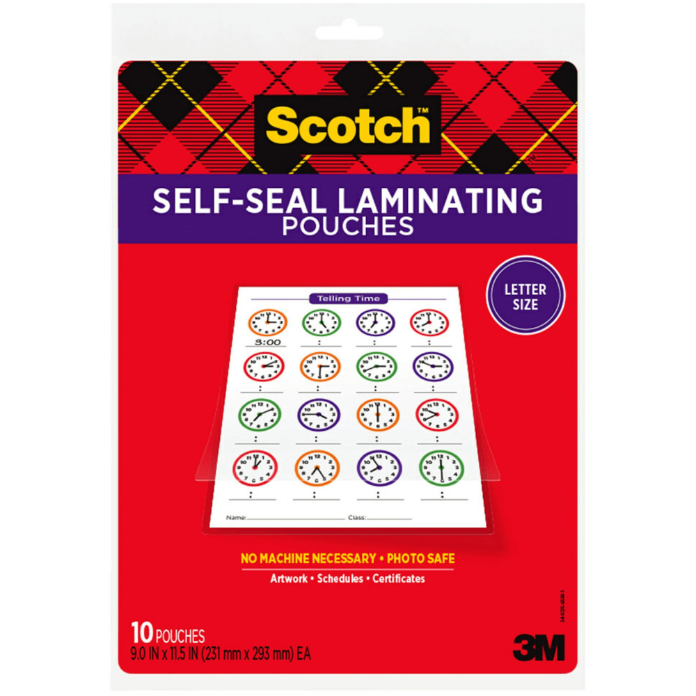 Scotch Laminating Pouches, 9 in x 11-1/2 in, 10 Laminating Sheets, Clear