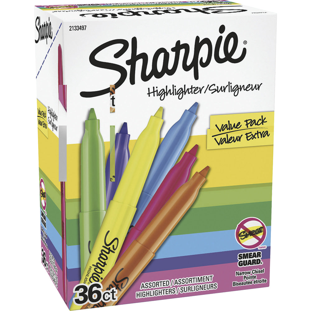 Sharpie Pocket Highlighters, Narrow Point, Multicolor, Pack Of 36 Highlighters