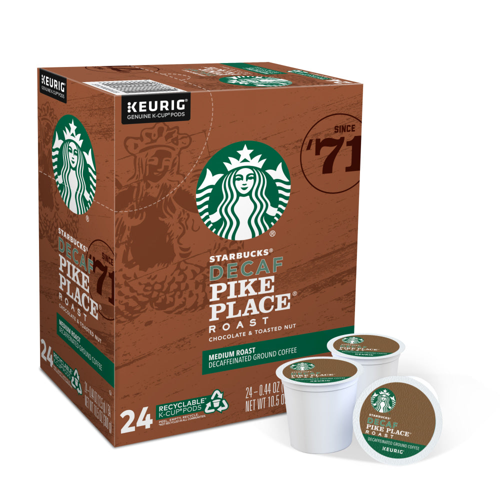 Starbucks Pike Place Single-Serve Coffee K-Cup, Decaffeinated, Carton Of 24