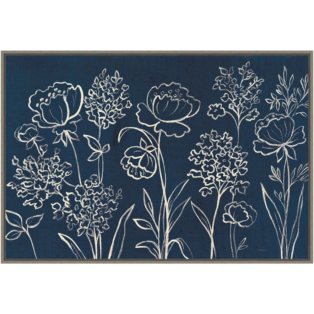 Amanti Art Indigo Floral I by Silvia Vassileva Framed Canvas Wall Art Print, 33in x 23in, Graywash