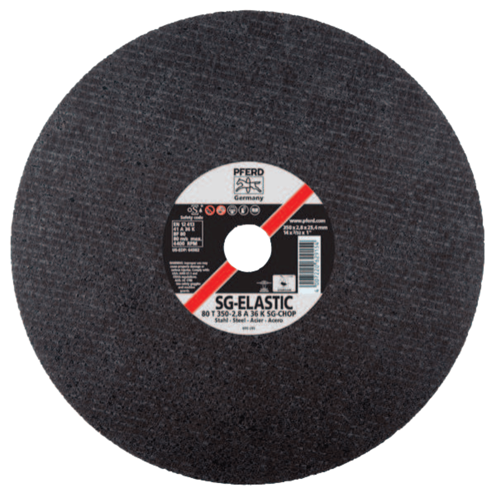 Pferd Type-1 A-SG Chop Saw Cut-Off Wheels, 14in Diameter, 3/32in Thick, Gray, Pack Of 10 Wheels