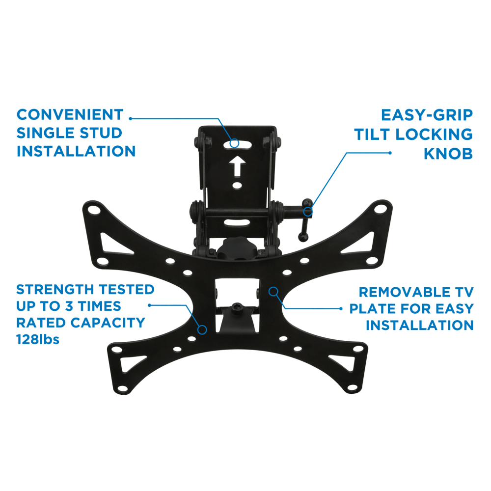 Mount-It! MI-4601 Single-Stud Monitor Wall Mount, 9.5 "H x 9.1inW x 3.7inD, Black