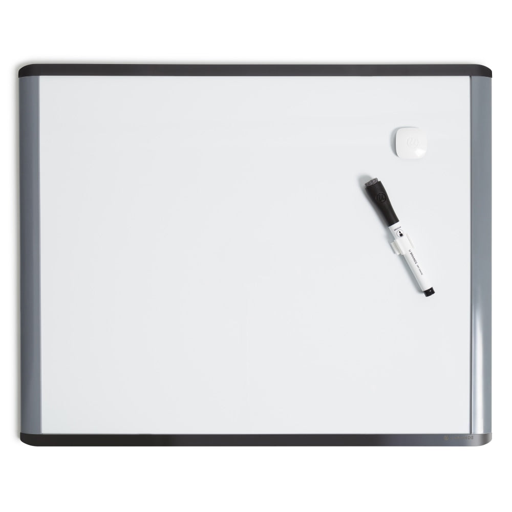 U Brands Magnetic MOD Dry-Erase Board, 20in x 16in, White, Black/Gray Plastic Frame