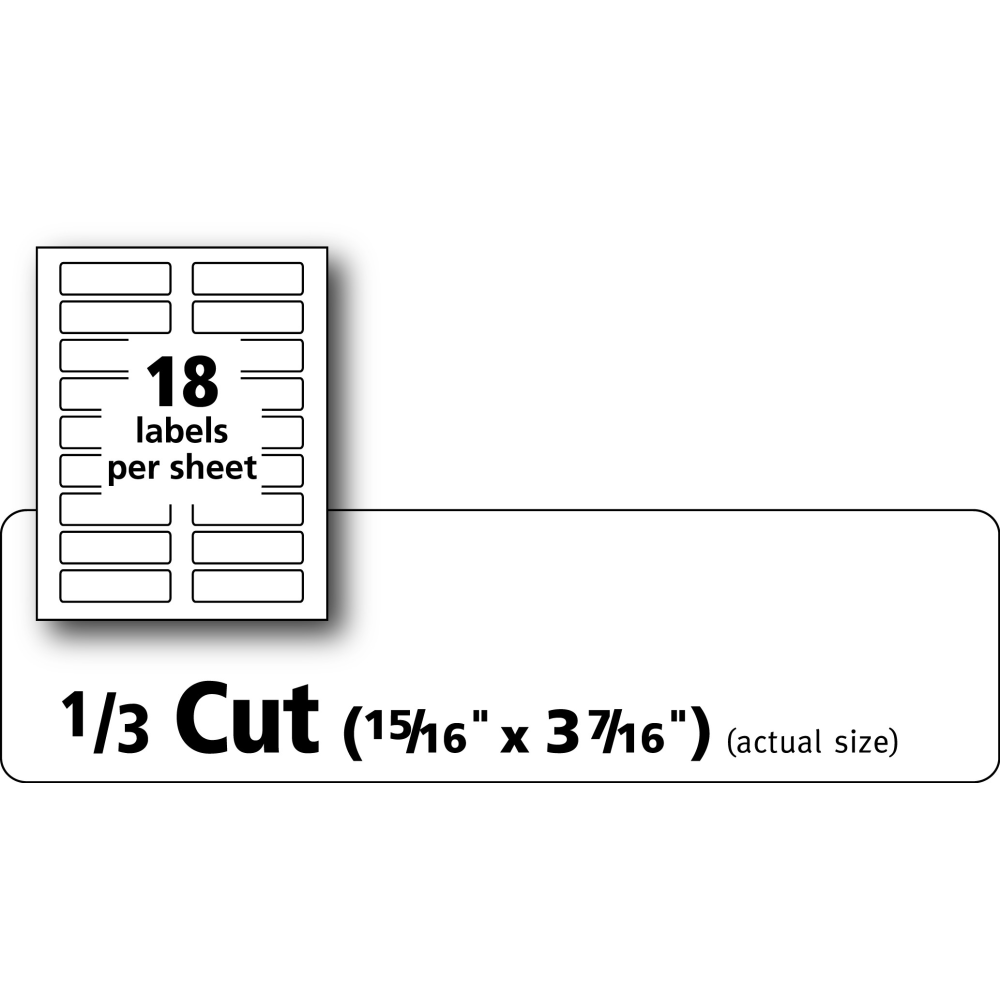 Avery Removable Extra-Large File Folder Labels, Sure Feed Technology, Removable Adhesive, White, 15/16in x 3-7/16in, 450 Labels (8425)