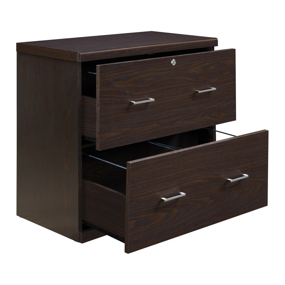 Office Star Alpine 30inW x 17inD Lateral 2-Drawer File Cabinet With Lockdowel Fastening System, Espresso