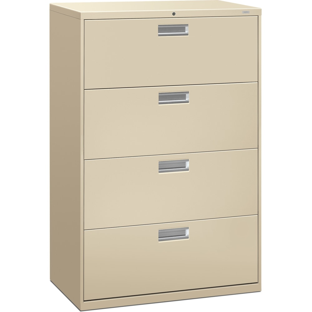 HON Brigade 600 36inW x 19-1/4inD Lateral 4-Drawer File Cabinet, Putty