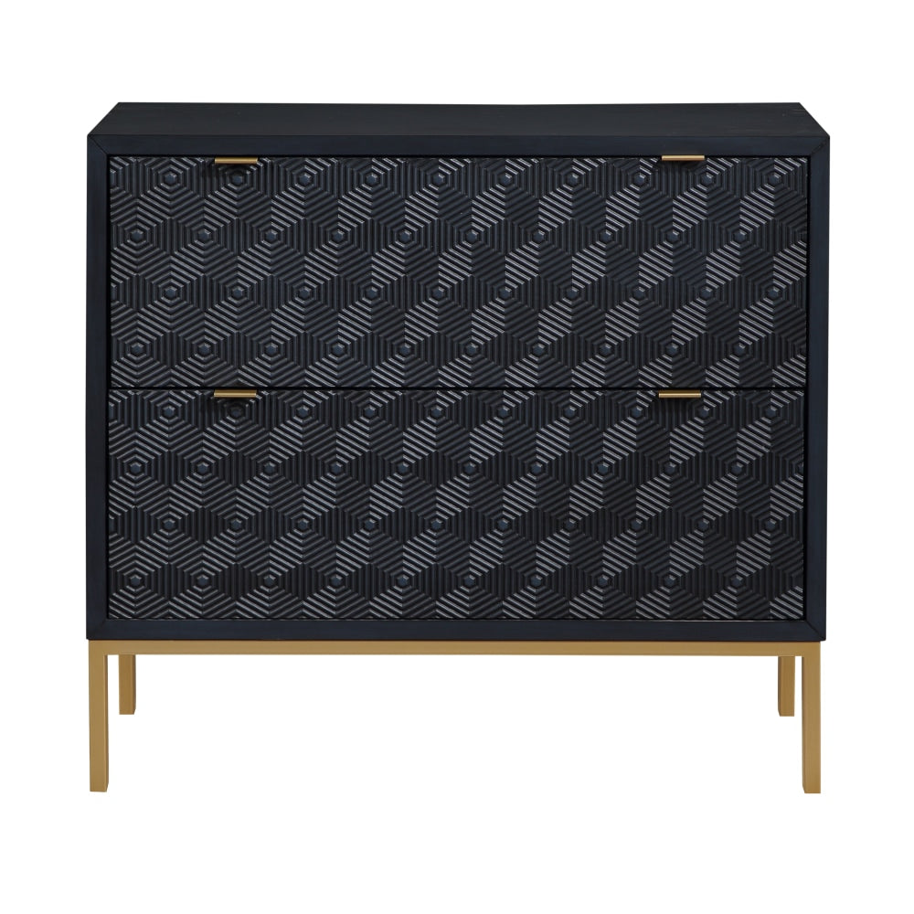 Coast to Coast Accent Chest, Tessa, 32inH x 35inW x 18inD, Prism Royal Blue/Black/Gold