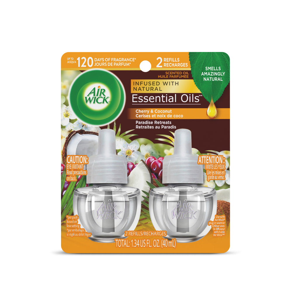 Air Wick Life Scents Scented Oil Warmer Refills, 0.67 Oz, Paradise Retreat, 2 Refills Per Pack, Carton Of 6 Packs