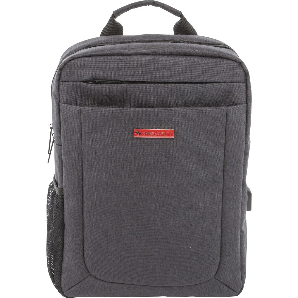 Swiss Mobility Cadence Business Backpack With 15.6in Laptop Pocket, Charcoal Gray