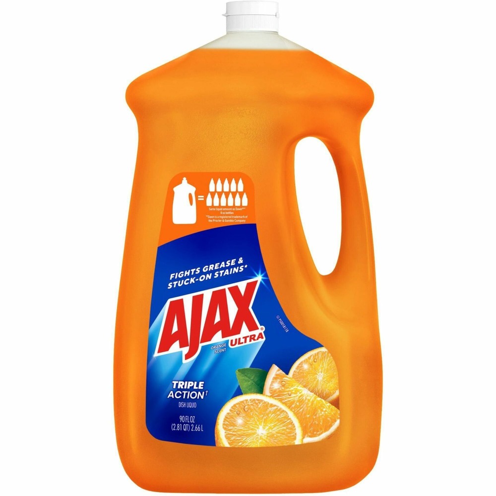 AJAX Triple Action Dish Soap - 90 fl oz (2.8 quart) - Orange Scent - 4 / Carton - Orange