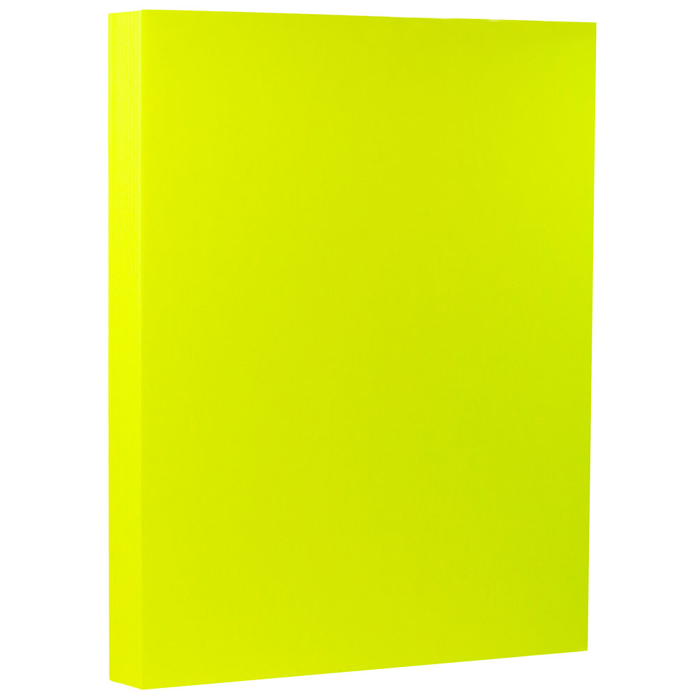 JAM Paper Card Stock, Neon Yellow, Letter (8.5in x 11in), 43 Lb, Pack Of 50