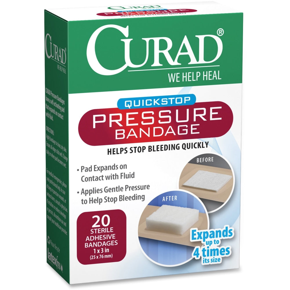 Medline Curad Pressure Adhesive Bandages, 2 3/4in x 1in, Neutral, Box Of 100