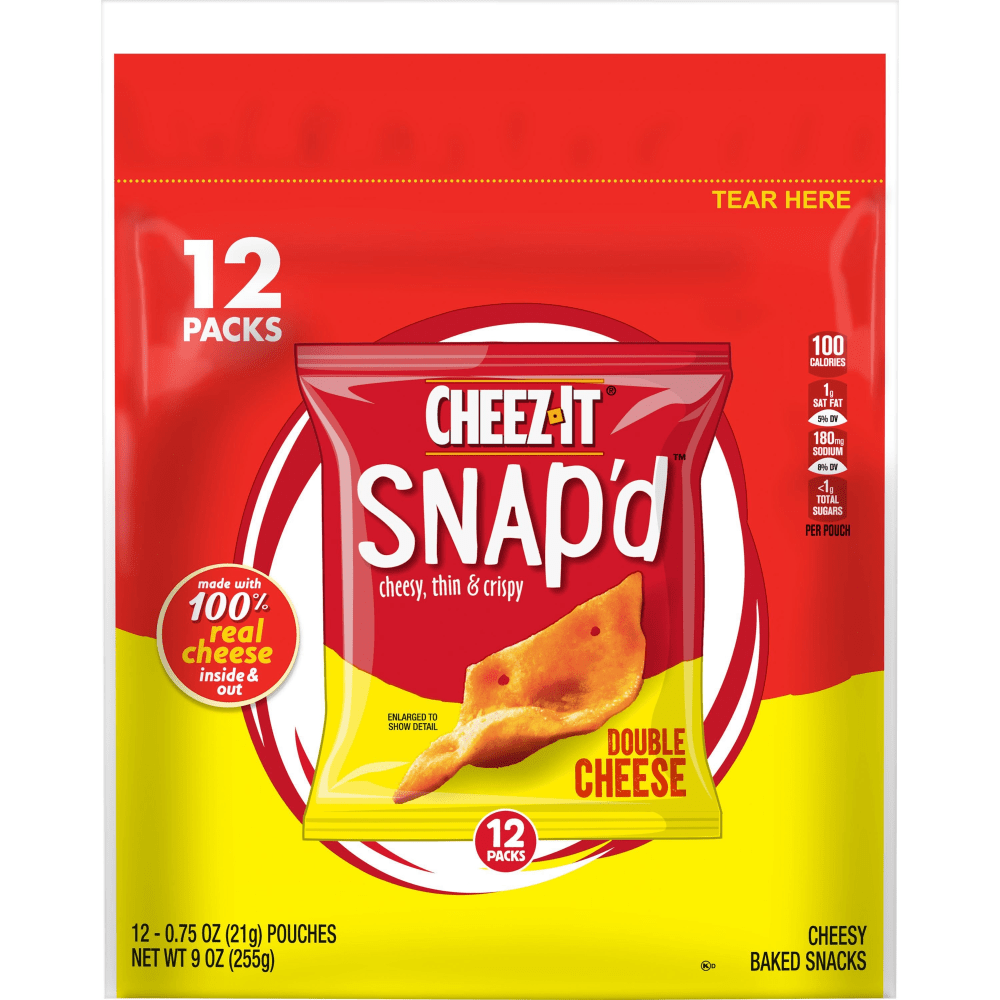 Cheez-It Snap-d Double Cheese Crackers - Cheese - 0.75 oz - 12 / Box