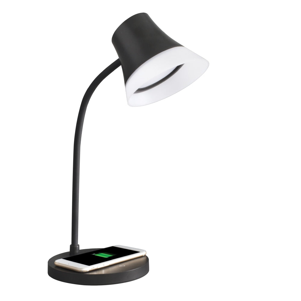 OttLite Shine LED Desk Lamp With Wireless Charging, 17inH, Black