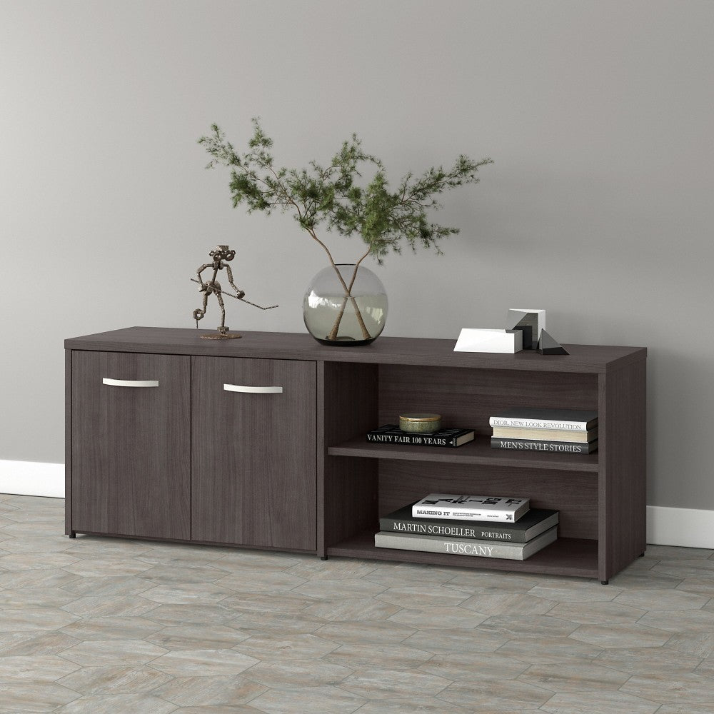 Bush Business Furniture Studio A Low Storage Cabinet With Doors And Shelves, Storm Gray, Standard Delivery