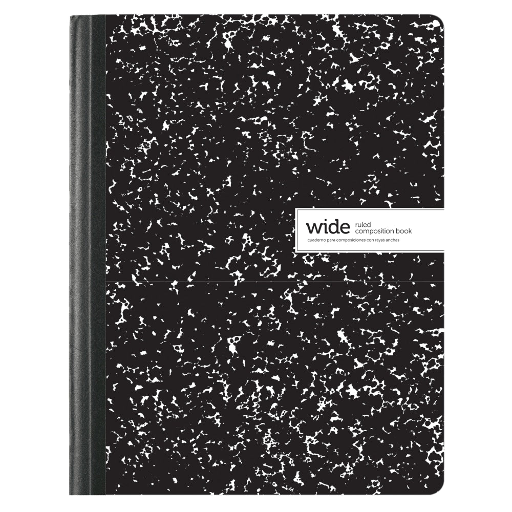 Office Depot Brand Marble Composition Book, 7 1/2in x 9 3/4in, Wide Ruled, 100 Sheets, Black/White, Pack of 3