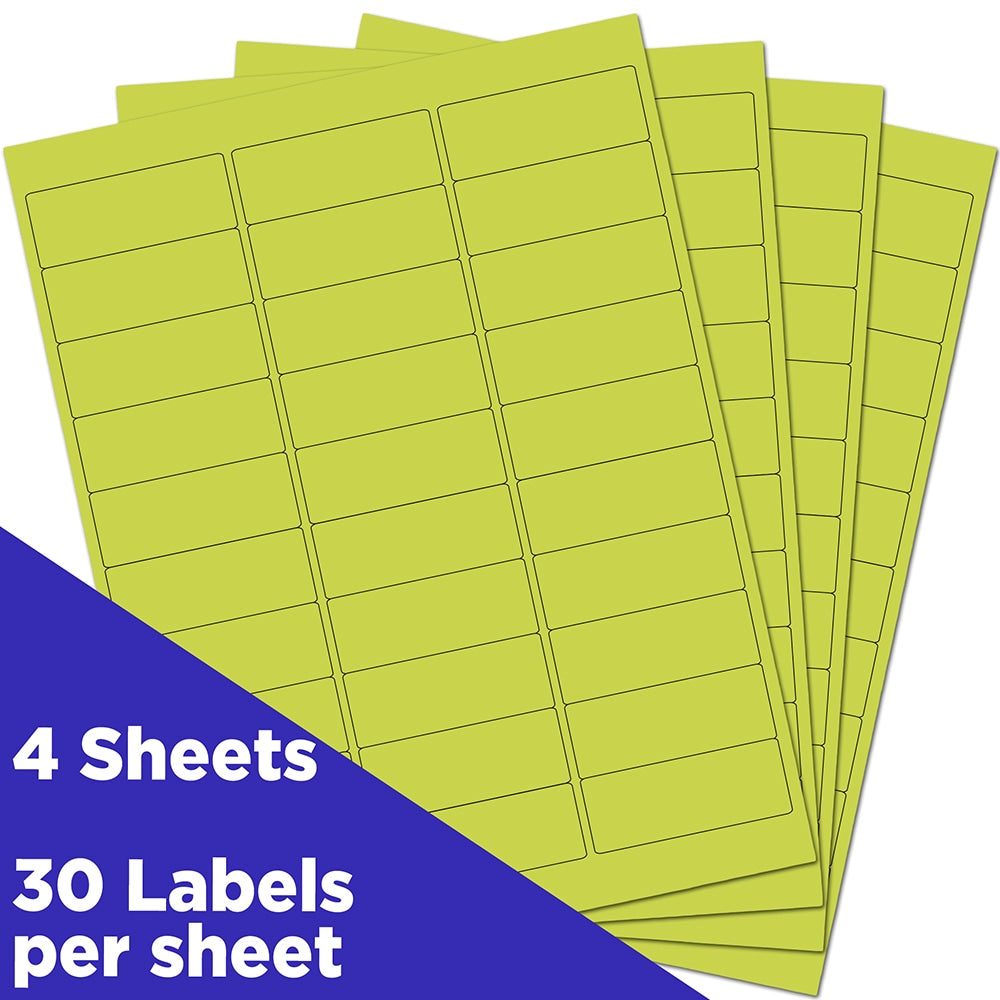 JAM Paper Mailing Address Labels, Rectangle, 2 5/8in x 1in, Lime Green, Pack Of 120