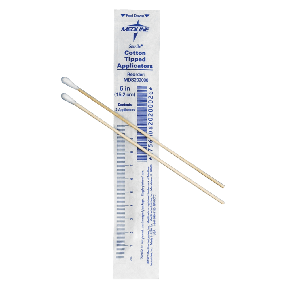 Medline Cotton Tip Applicators, 6in, Sterile, White, Box Of 200