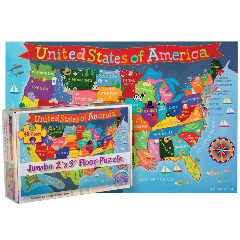 Round World Products Kids United States 48-Piece Floor Puzzle