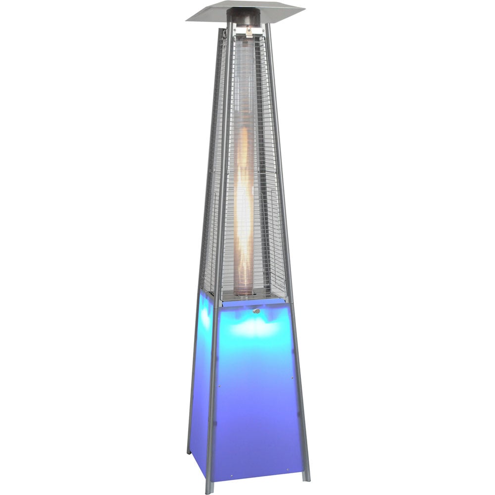 Hanover 7-Ft. Propane Patio Heater with Stainless Steel Frame and Multi-Color LED Base - Gas - Propane - 12.31 kW - Outdoor - Stainless Steel