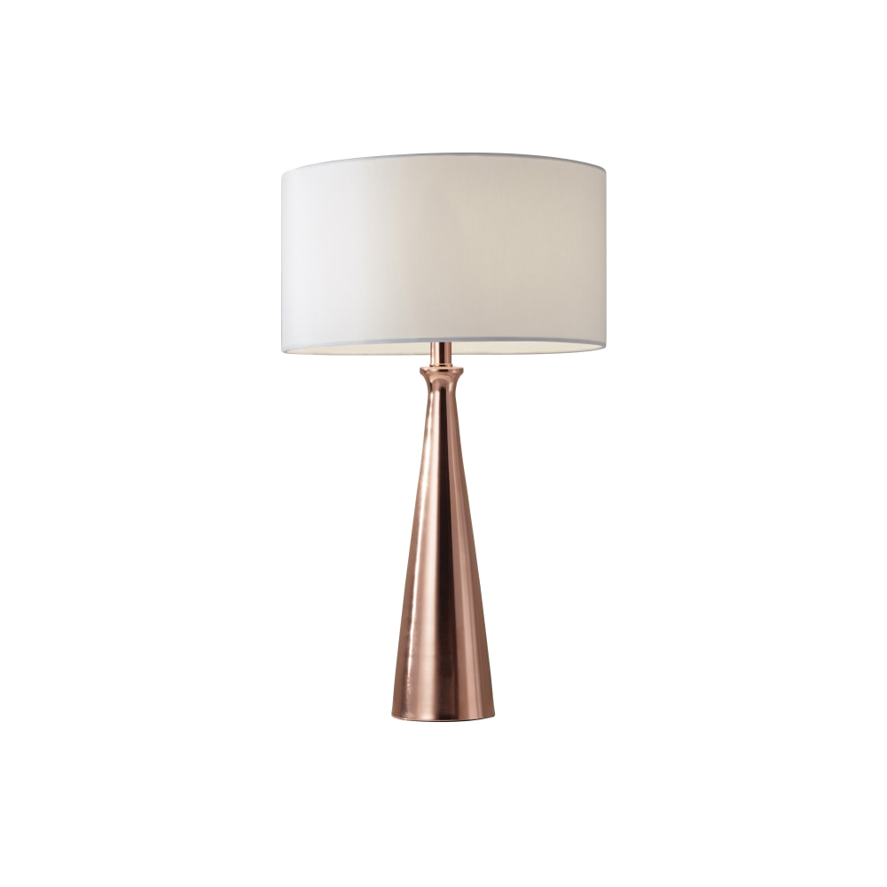 Adesso Linda Table Lamp, 21 1/2inH, White Shade/Copper Base