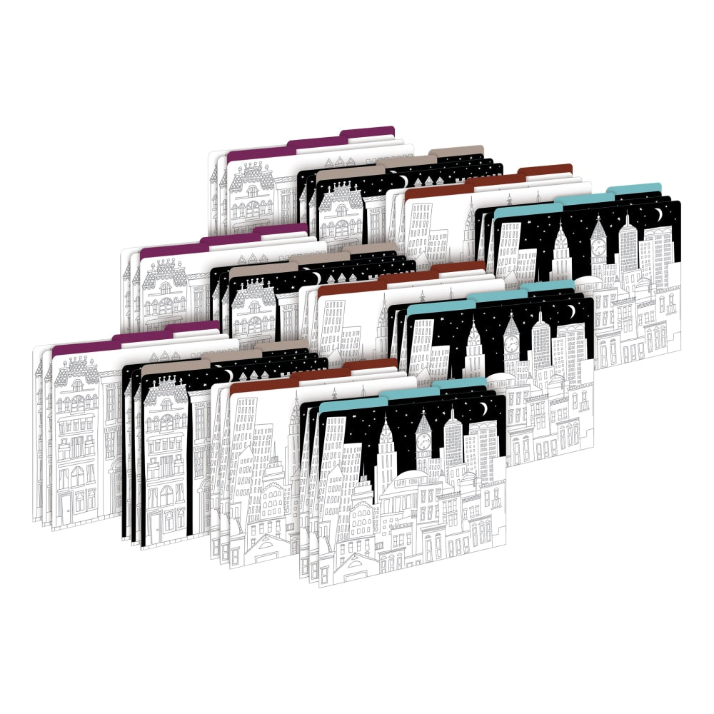 Barker Creek Tab File Folders, Letter Size, Color Me! Cityscapes, Pack Of 36 Folders