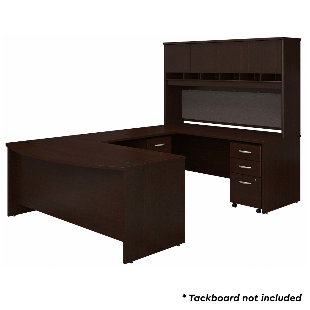 Bush Business Furniture 72inW Bow-Front U-Shaped Corner Desk With Hutch And Storage, Mocha Cherry, Standard Delivery