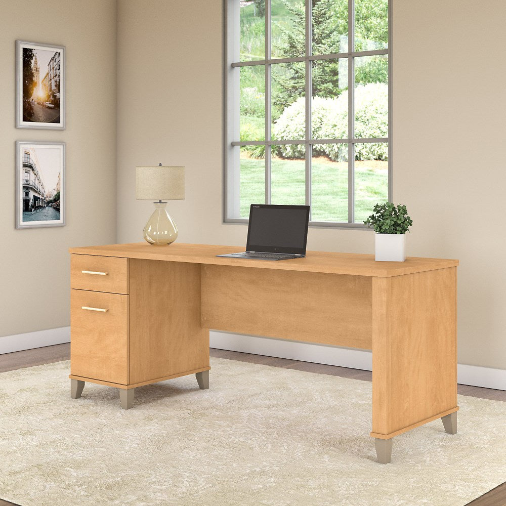 Bush Furniture Somerset Office 72inW Computer Desk With Drawers, Maple Cross, Standard Delivery