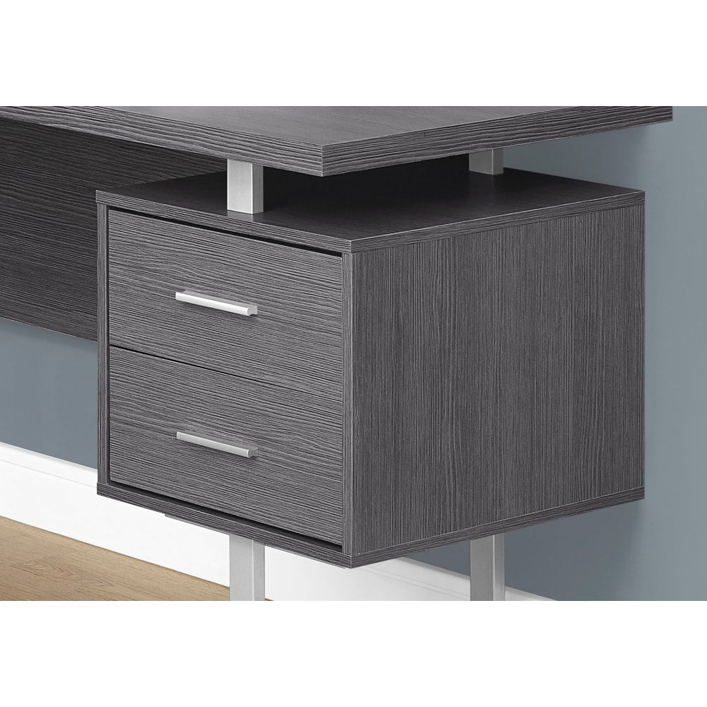 Monarch Specialties 71inW L-Shaped Corner Desk With 2 Drawers, Gray