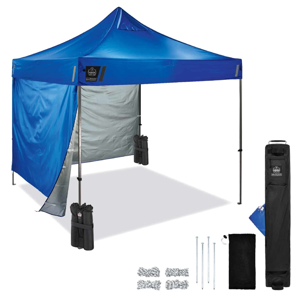 Ergodyne SHAX 6051 Heavy-Duty Pop-Up Tent Kit, 10ft x 10ft, Blue