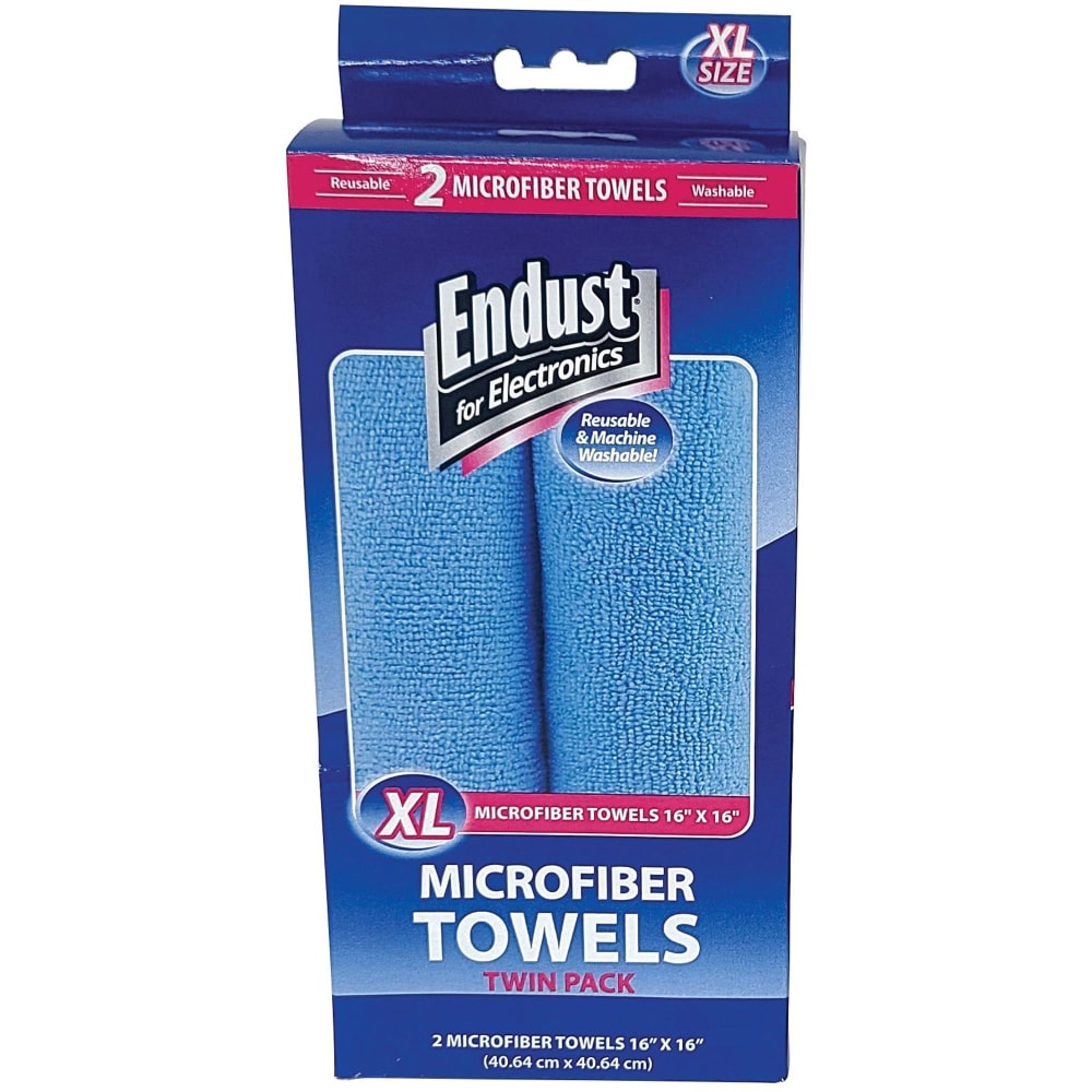 Endust Electronics Microfiber Towels, Blue, Pack Of 2 Towels