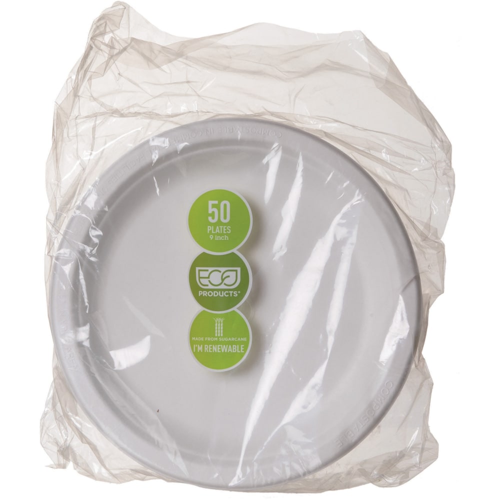 Eco-Products Sugarcane Plates, 9in, Pack Of 50