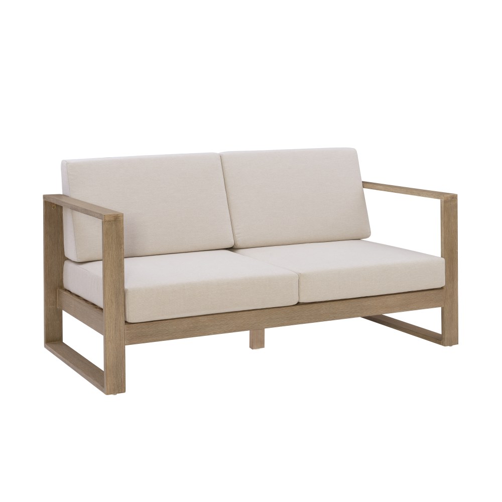 Linon Boleyn Outdoor 2-Seater Sofa, 33inH x 62-7/8inW x 30-1/4inD, Beige/Natural