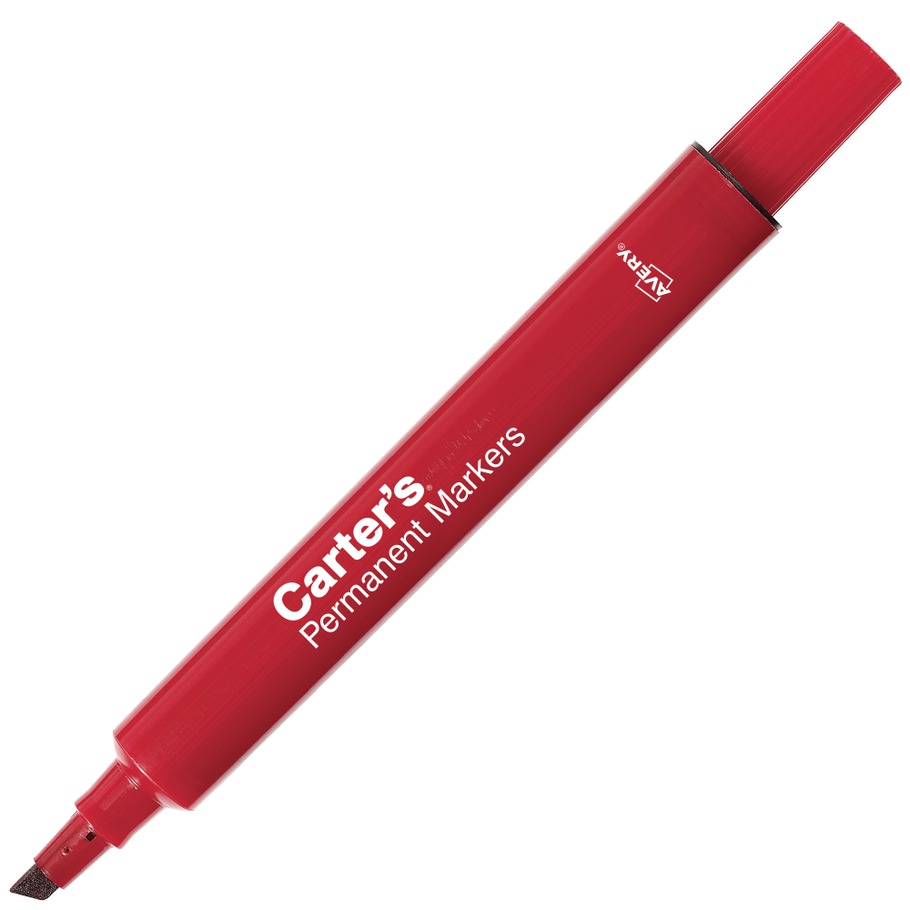 Avery Carters Permanent Markers, Chisel Tip, Large Desk-Style Size, Red