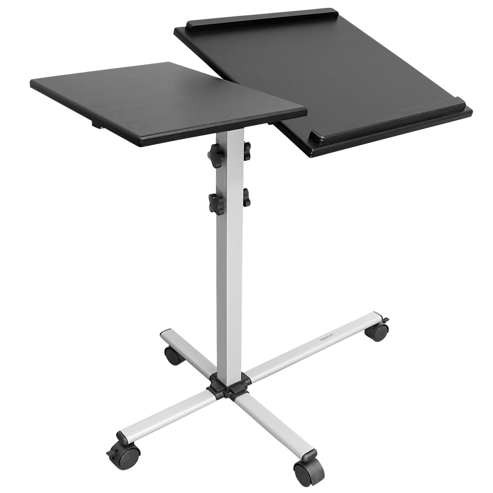 Mount-It! MI-7945 Rolling Laptop Tray And Projector Cart, 26inH x 24inW x 3inD, Black