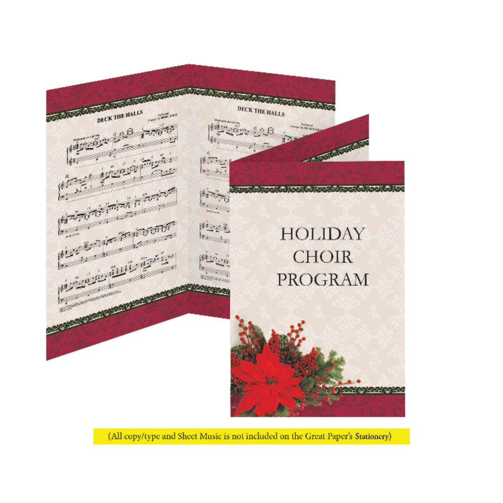 Great Papers! Holiday-Themed Programs, Pretty Poinsettia, 5 1/2in x 8 1/2in, Pack Of 25