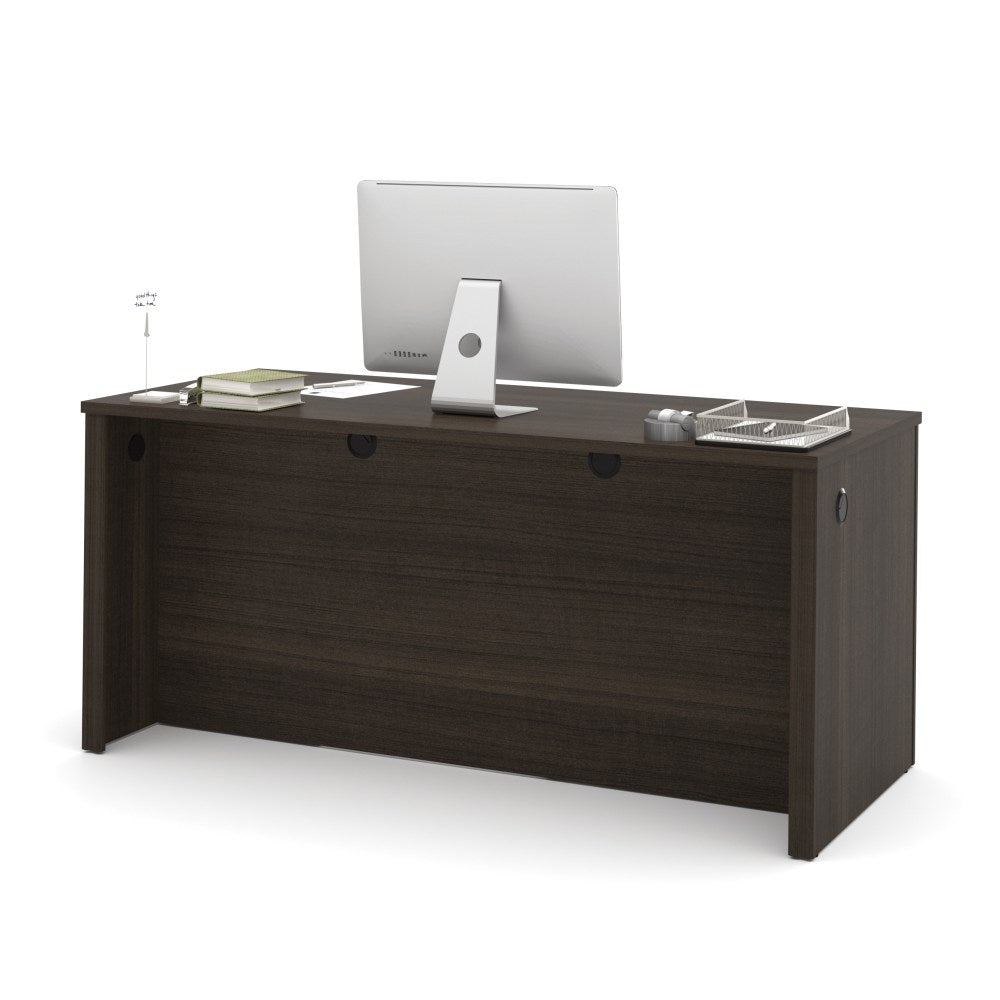 Bestar Embassy 66inW Executive Computer Desk With 2 Pedestals, Dark Chocolate