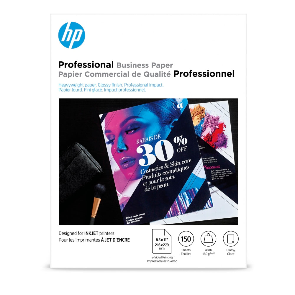 HP Professional Q1987A Business Printer Paper, Glossy White, Letter (8.5in x 11in), 150 Sheets Per Pack, 48 Lb, 97 Brightness