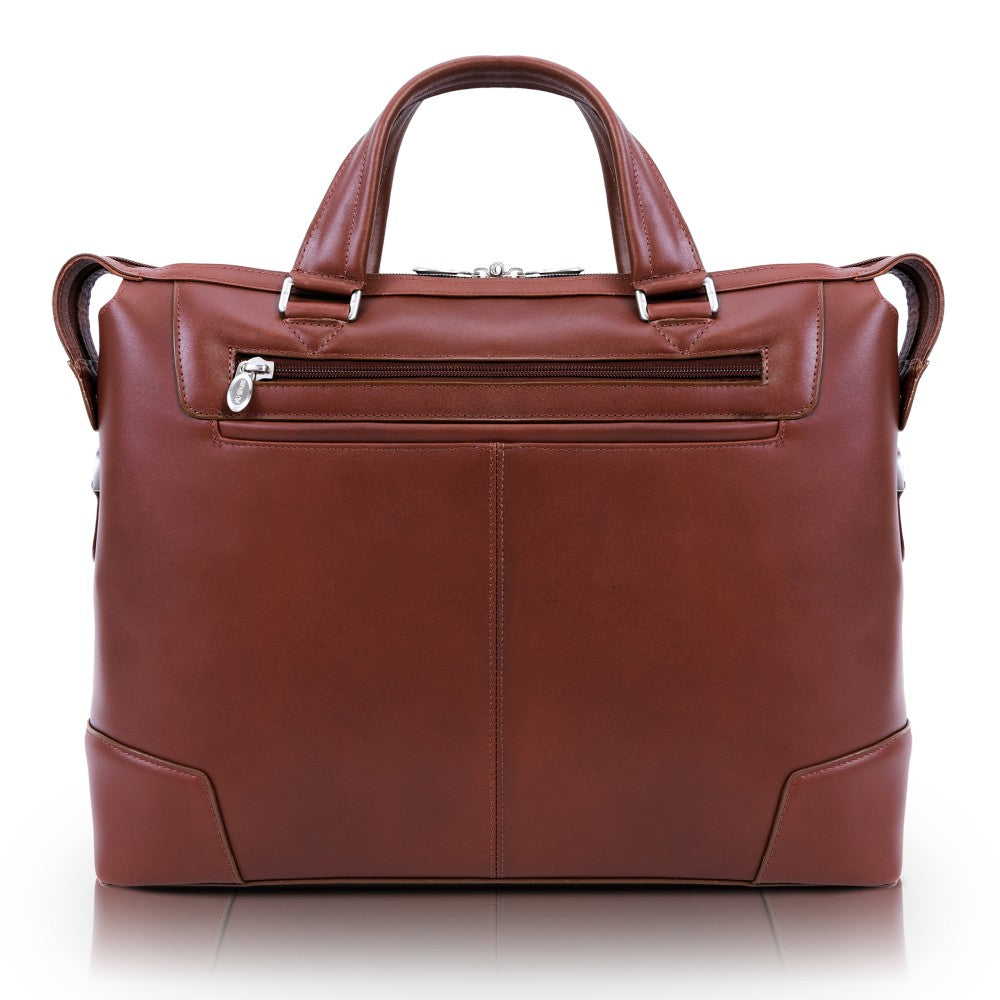 McKlein R-Series Arcadia Slim Briefcase With 17in Laptop Pocket, Brown