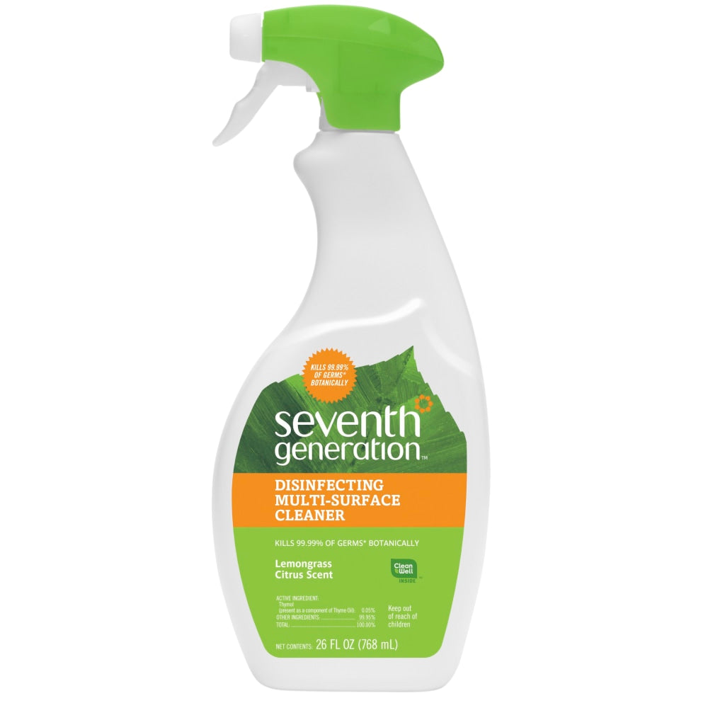 Seventh Generation Disinfecting Multi-Surface Spray Cleaner, Lemongrass & Thyme Scent, 26 Oz Bottle