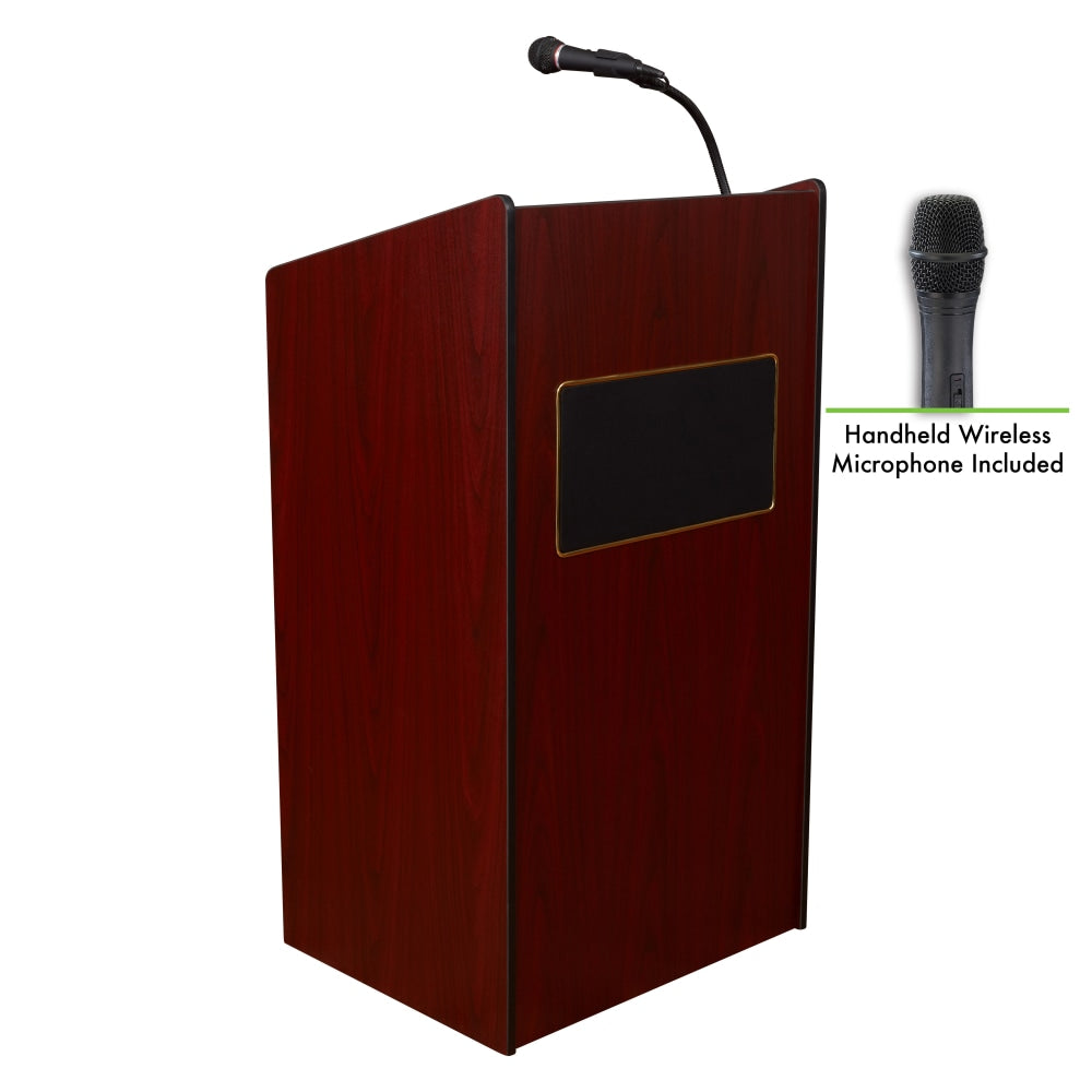 Oklahoma Sound The Aristocrat Sound Lectern With Sound & Handheld Wireless Microphone, Mahogany