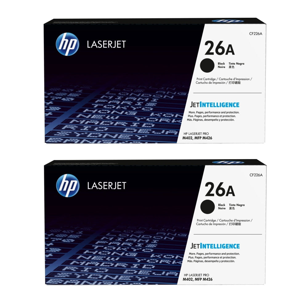 HP 26A Black Toner Cartridges, Pack Of 2, CF226A