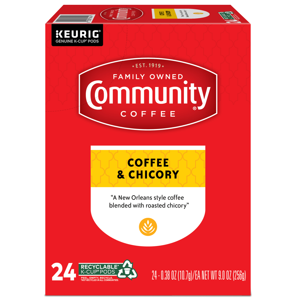 Community Coffee Keurig Single Serve K-Cup Pods, Coffee & Chicory, Box Of 24 Pods