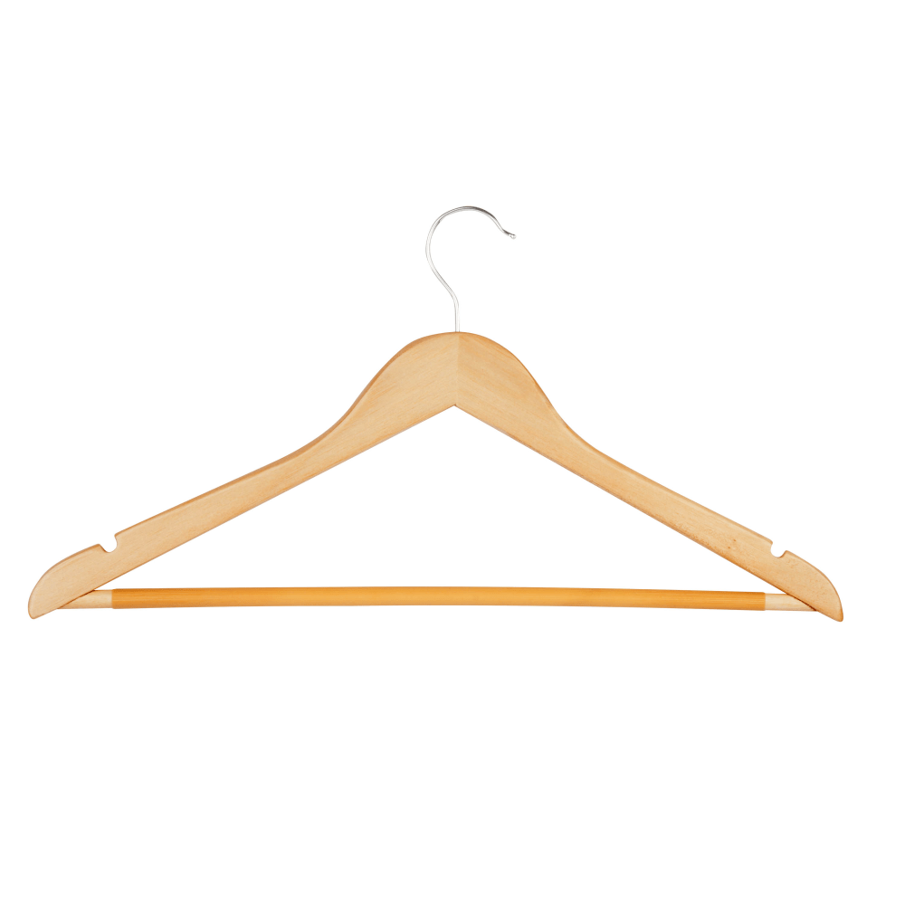 Honey-Can-Do Suit Hangers, 9 3/8inH x 1/2inW x 17 1/2inD, Natural, Pack Of 10