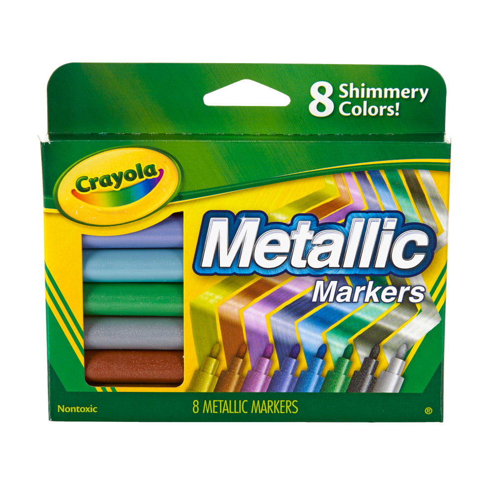 Crayola Metallic Markers, Bullet Point, Assorted Colors, Pack Of 8