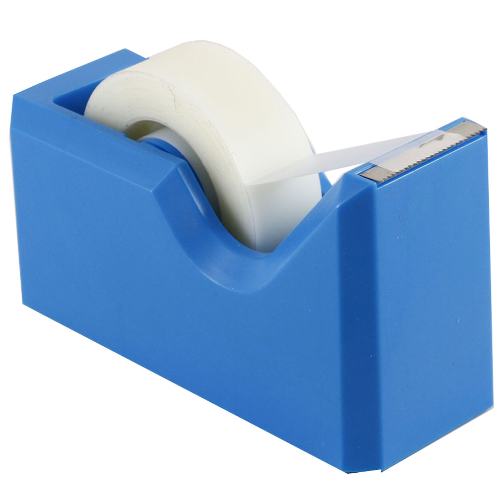 JAM Paper Plastic Tape Dispenser, 4-1/2inH x 2-1/2inW x 1-3/4inD, Blue